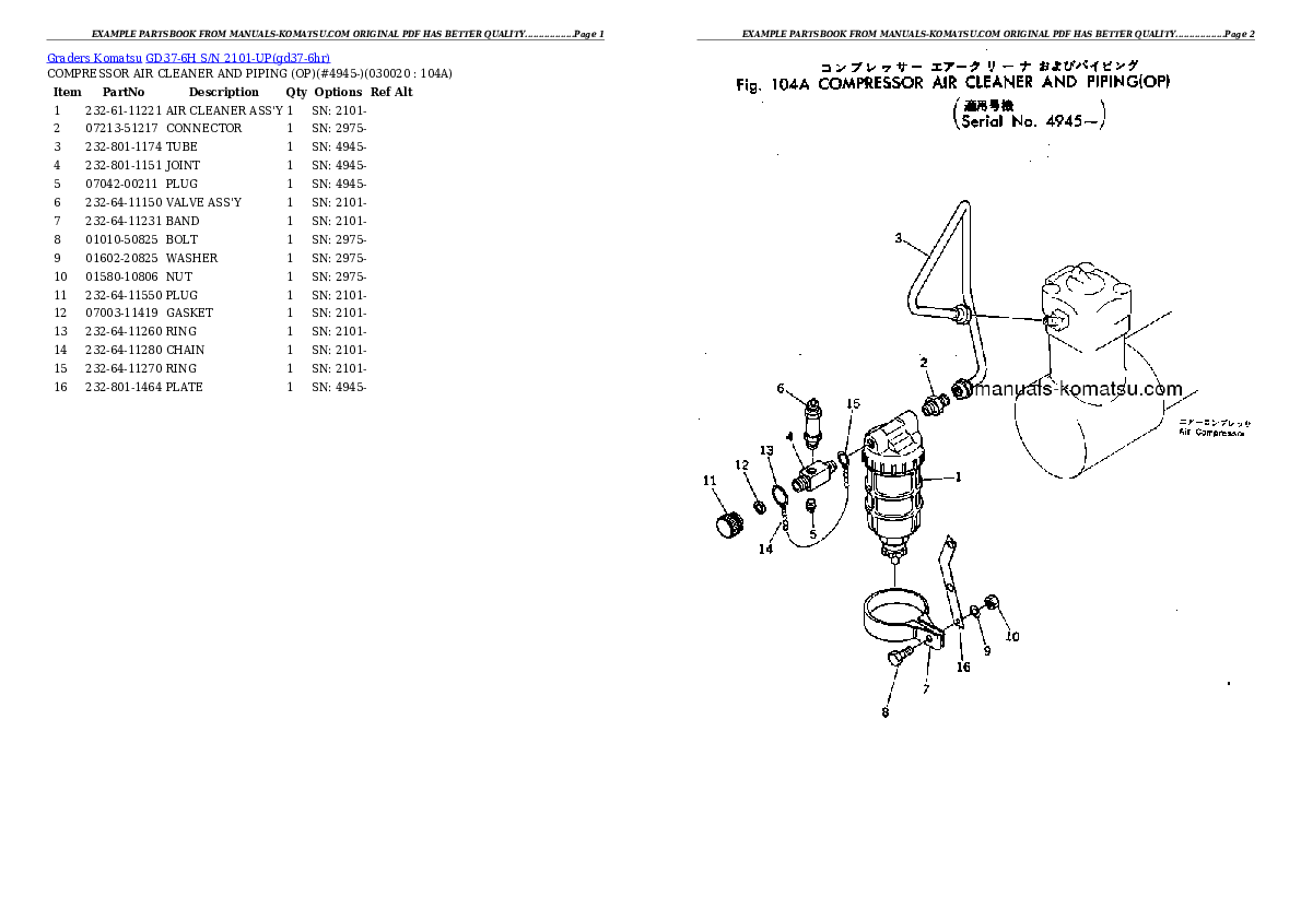 GD37-6H S/N 2101-UP Partsbook