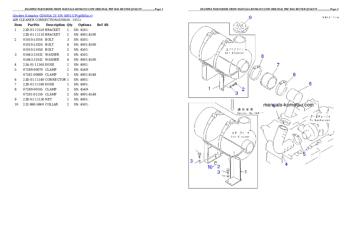 GD405A-2S S/N 4001-UP Partsbook