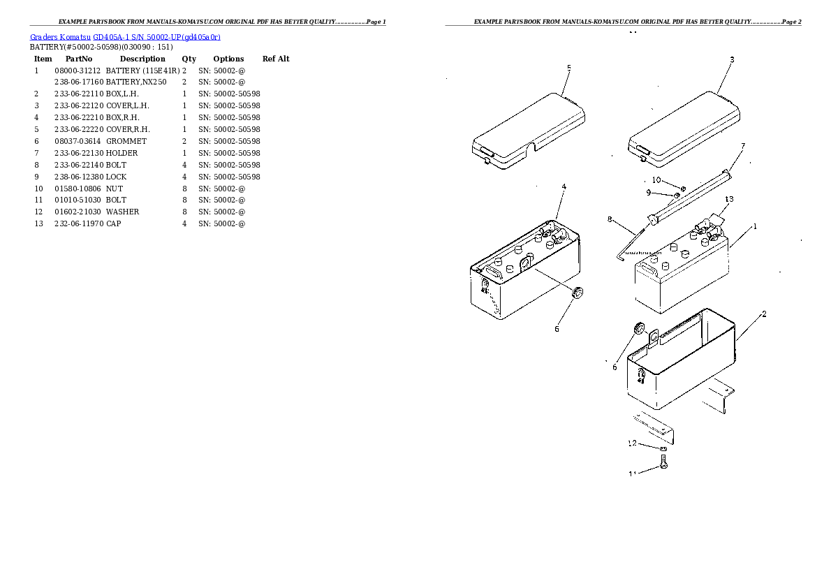 Protected: GD405A-1 S/N 50002-UP Partsbook