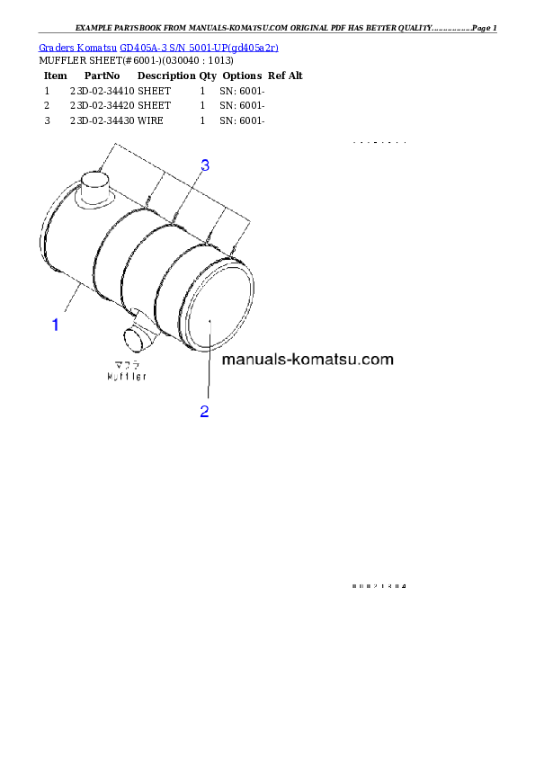 Protected: GD405A-3 S/N 5001-UP Partsbook