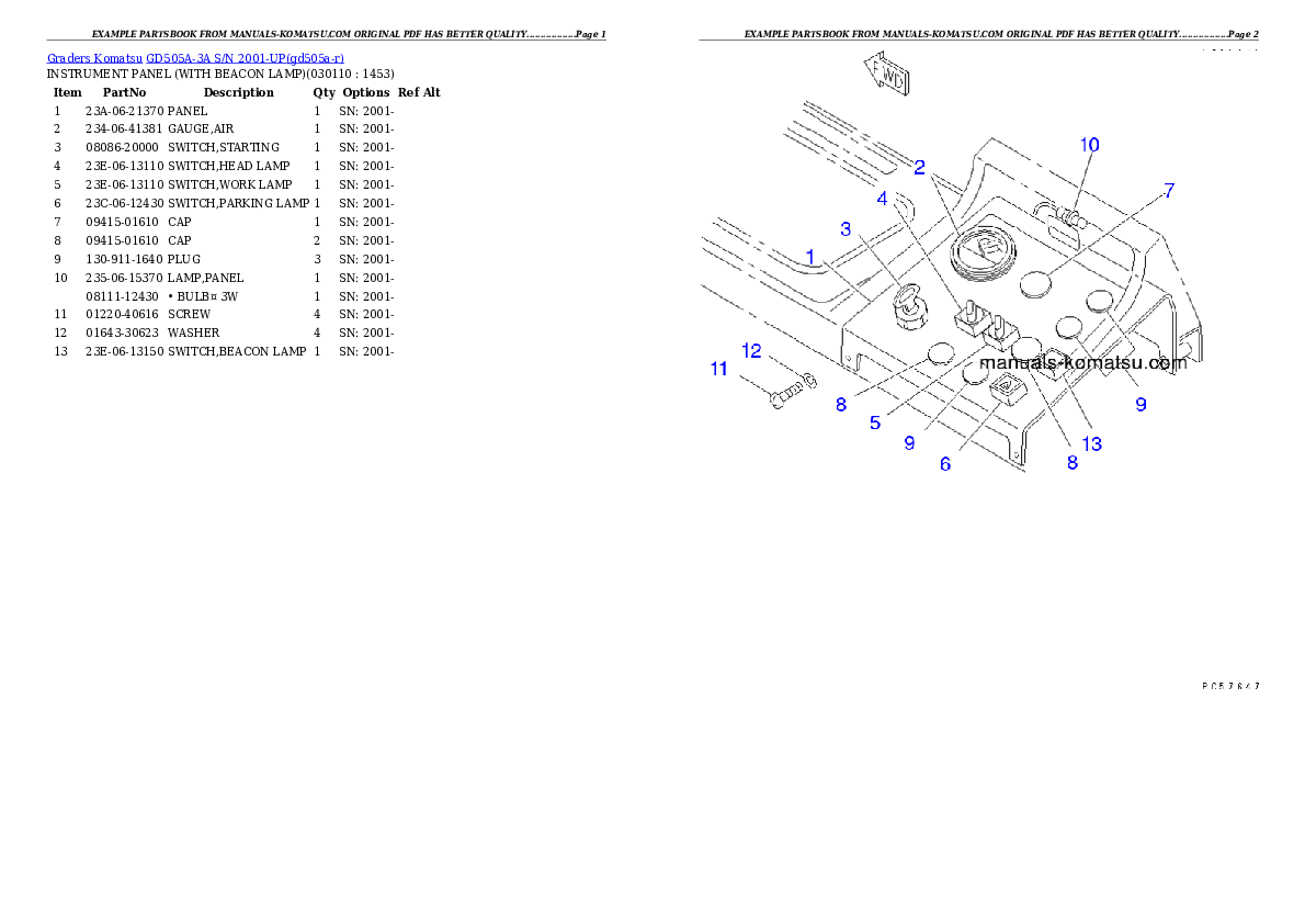 Protected: GD505A-3A S/N 2001-UP Partsbook