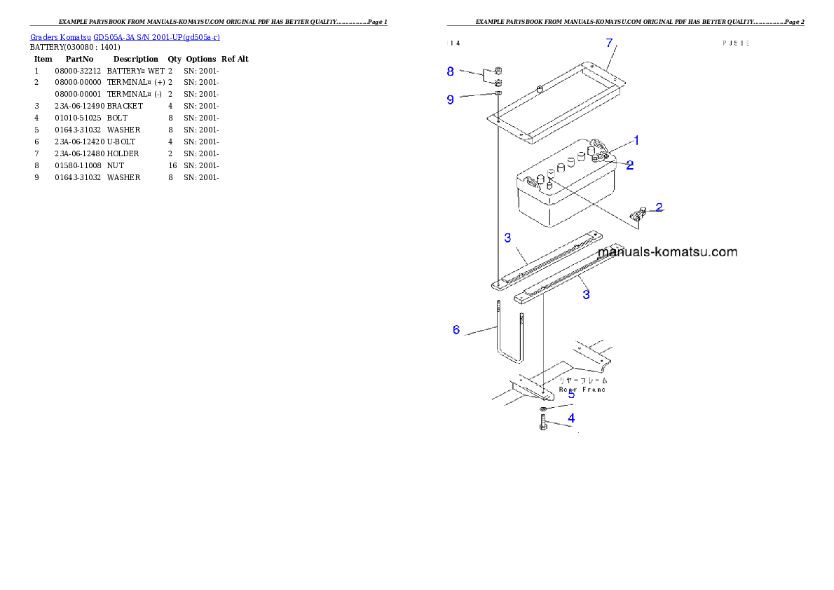 Protected: GD505A-3A S/N 2001-UP Partsbook