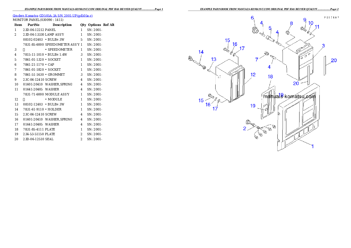 Protected: GD505A-3A S/N 2001-UP Partsbook