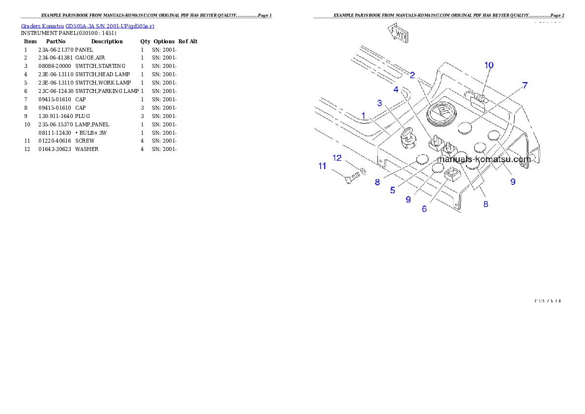 Protected: GD505A-3A S/N 2001-UP Partsbook
