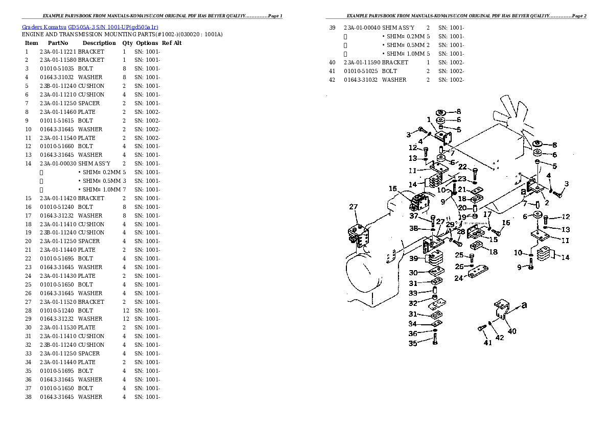 GD505A-3 S/N 1001-UP Partsbook