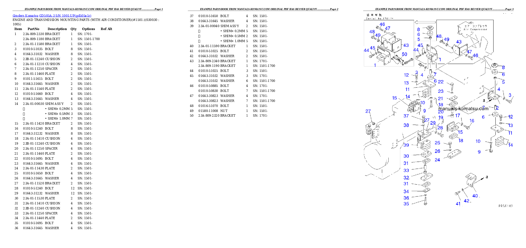 GD505A-3 S/N 1001-UP Partsbook