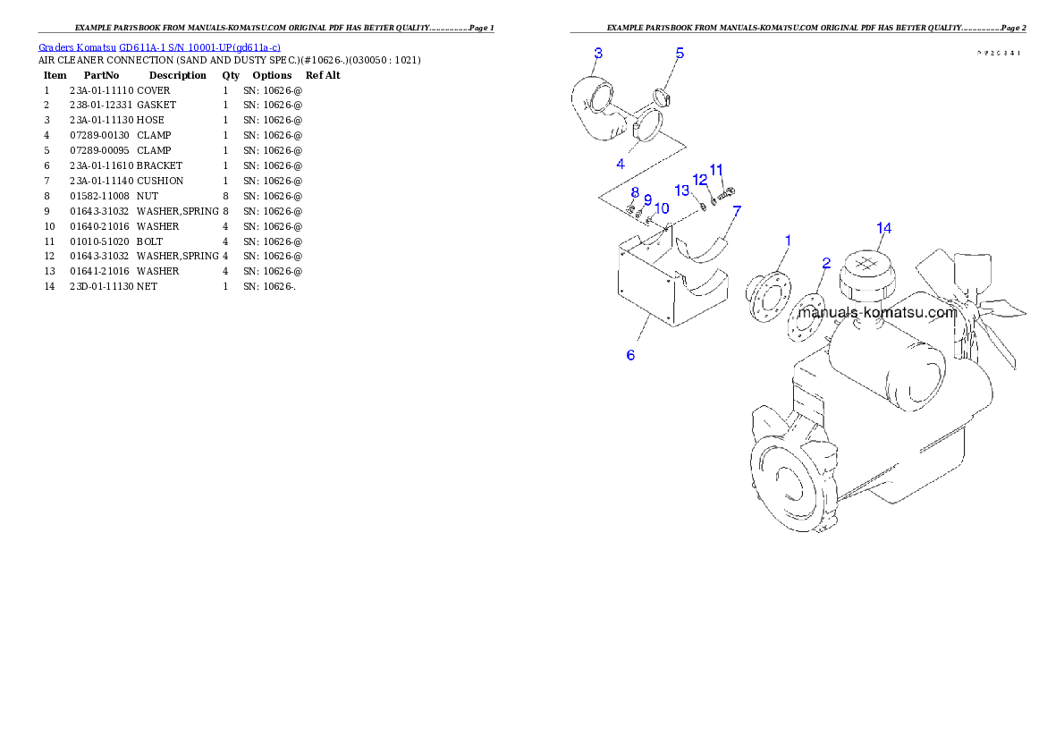Protected: GD611A-1 S/N 10001-UP Partsbook