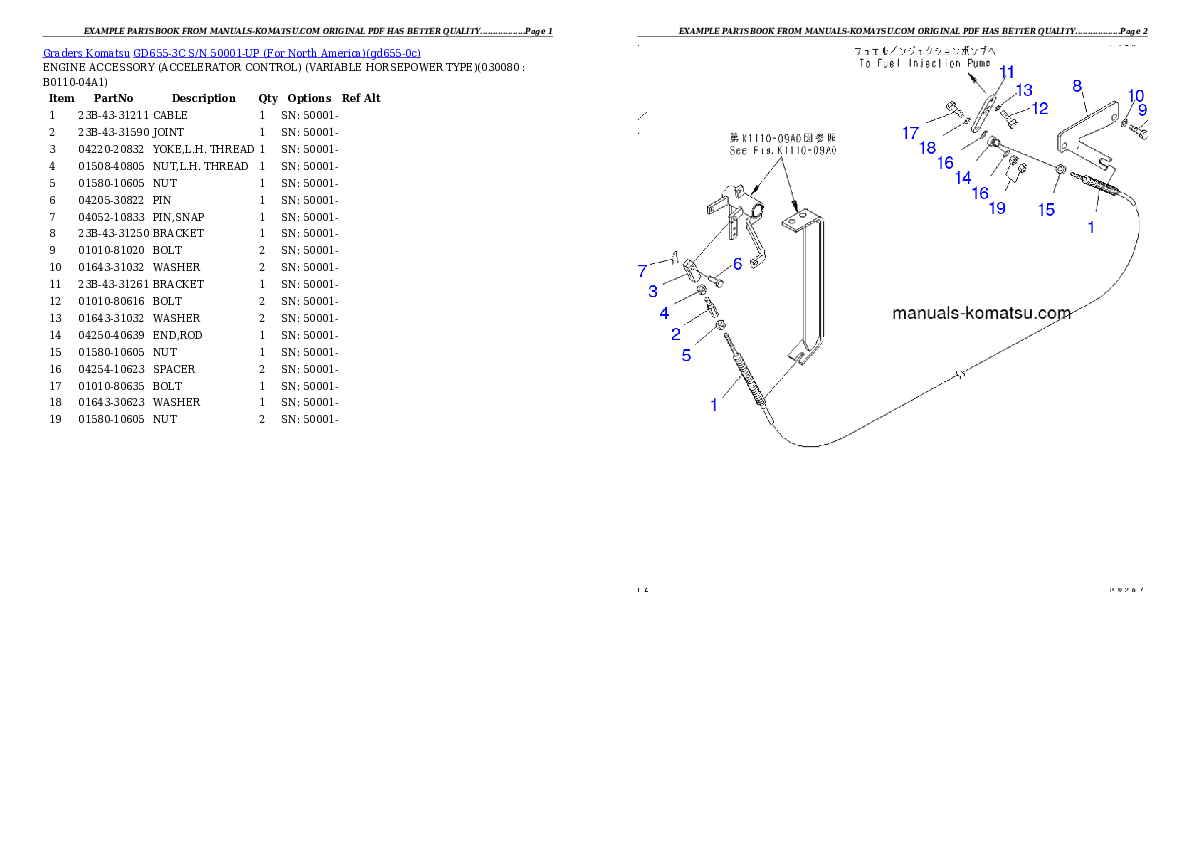 Protected: GD655-3C S/N 50001-UP (For North America) Partsbook