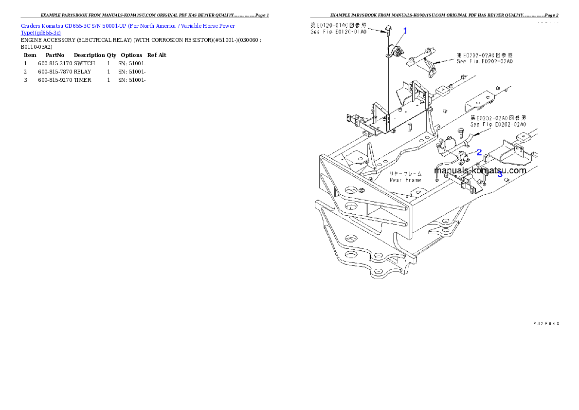 Protected: GD655-3C S/N 50001-UP (For North America / Variable Horse Power Type) Partsbook