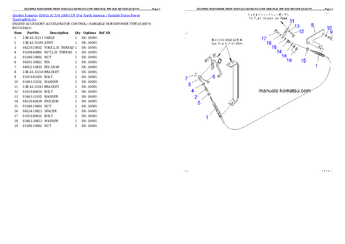 Protected: GD655-3C S/N 50001-UP (For North America / Variable Horse Power Type) Partsbook