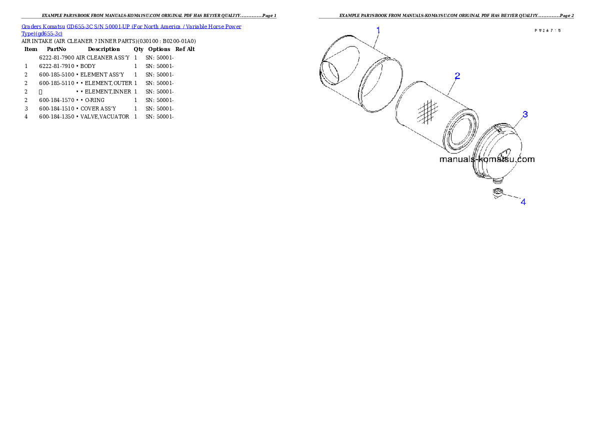Protected: GD655-3C S/N 50001-UP (For North America / Variable Horse Power Type) Partsbook