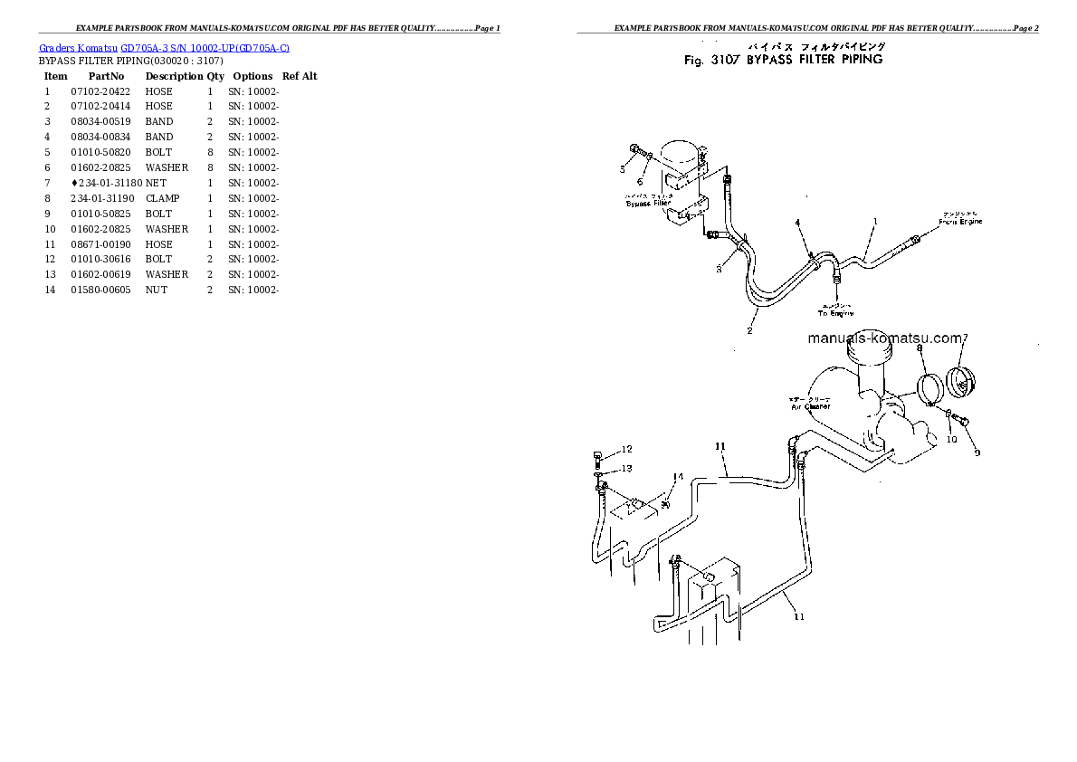 GD705A-3 S/N 10002-UP Partsbook
