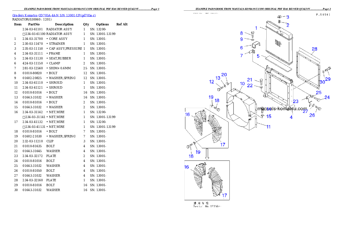 Protected: GD705A-4A-N S/N 13001-UP Partsbook