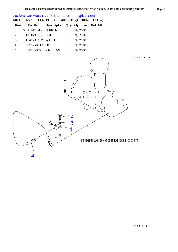 Protected: GD705A-4 S/N 21001-UP (FOR MIDDLE EAST. OPERATION PATTERN CHANGED SPEC.) Partsbook