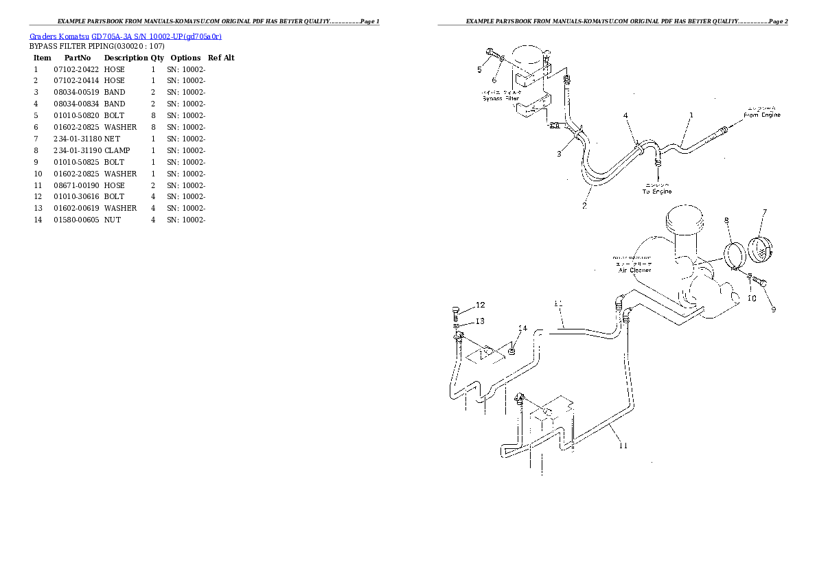 GD705A-3A S/N 10002-UP Partsbook