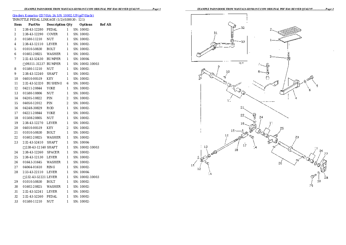 GD705A-3A S/N 10002-UP Partsbook