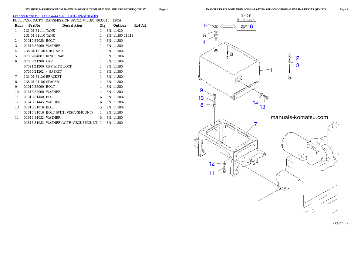 Protected: GD705A-4A S/N 11001-UP Partsbook