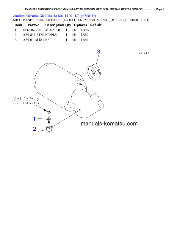 Protected: GD705A-4A S/N 11001-UP Partsbook