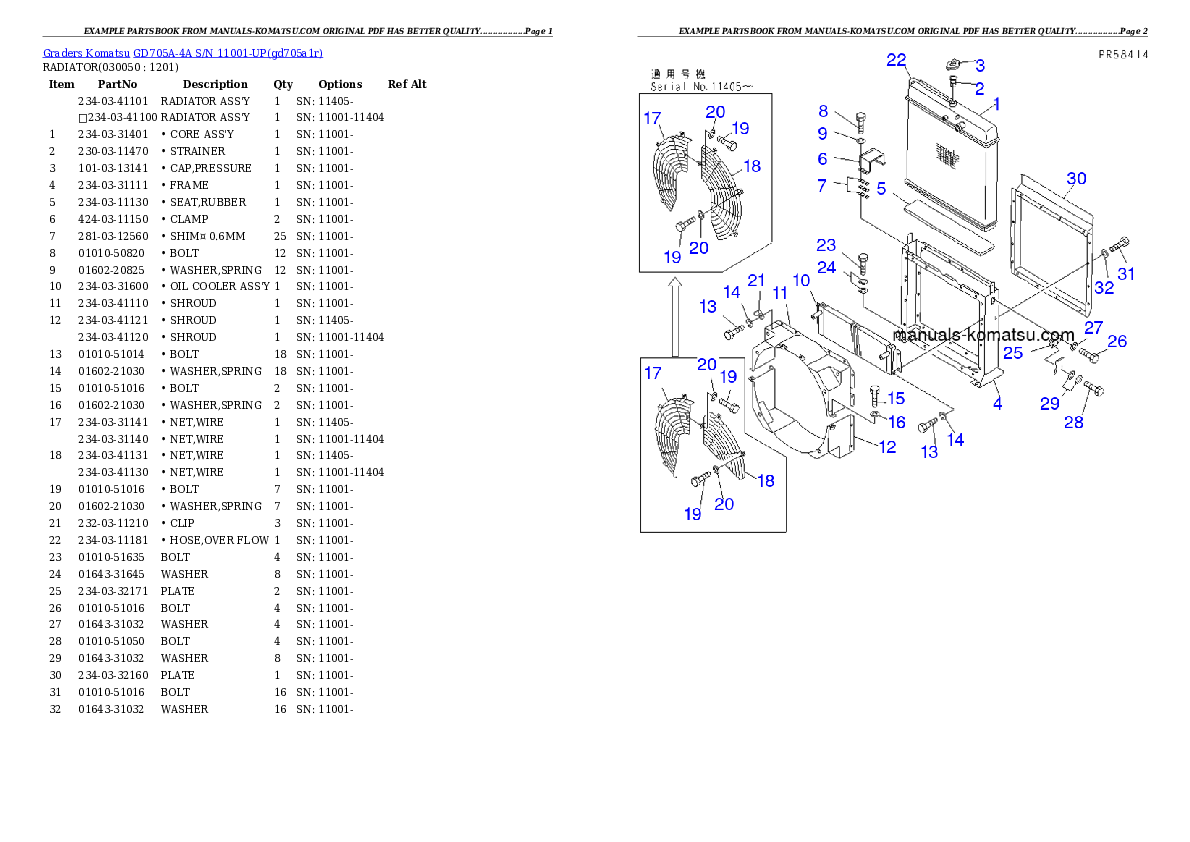 Protected: GD705A-4A S/N 11001-UP Partsbook