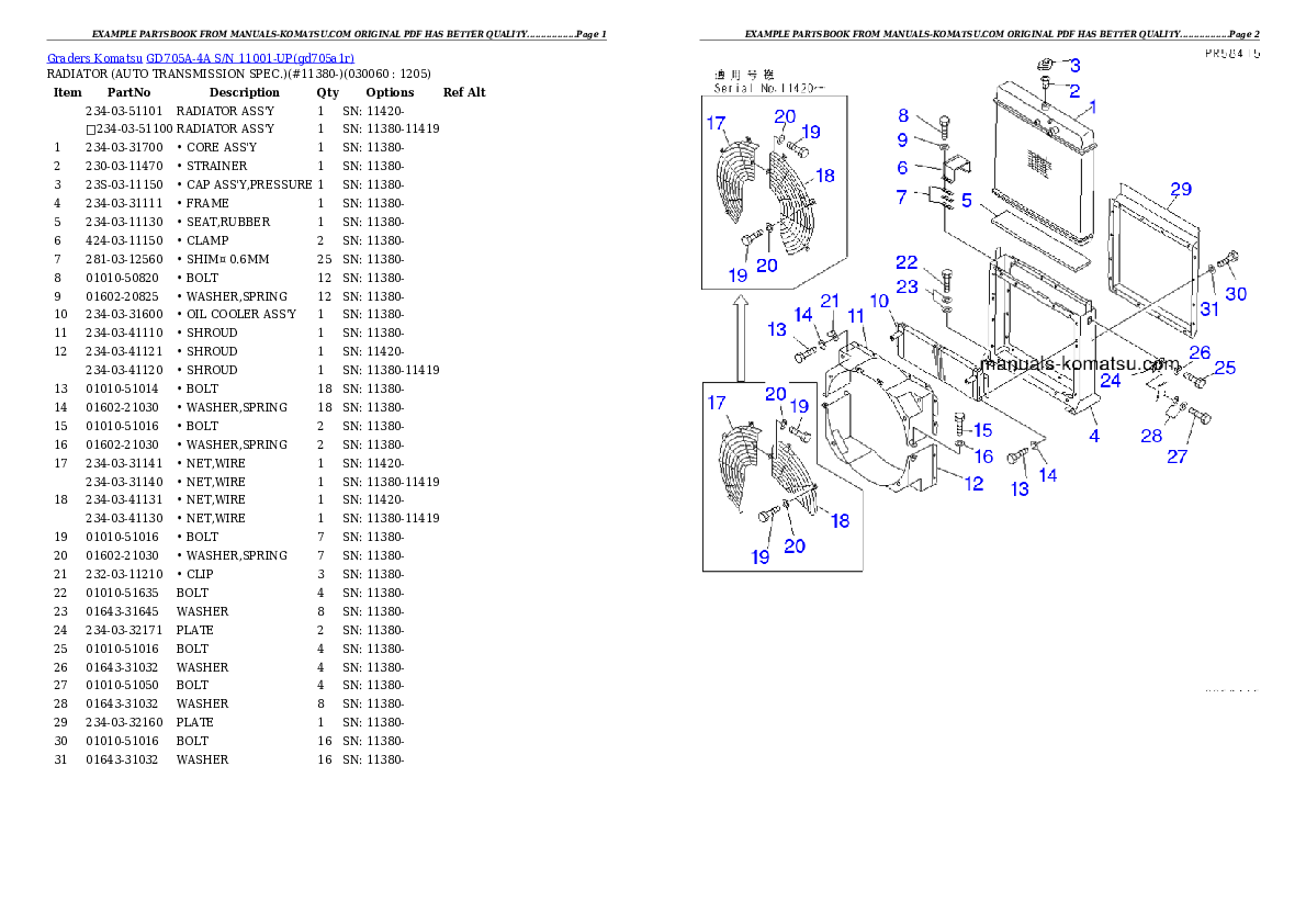Protected: GD705A-4A S/N 11001-UP Partsbook