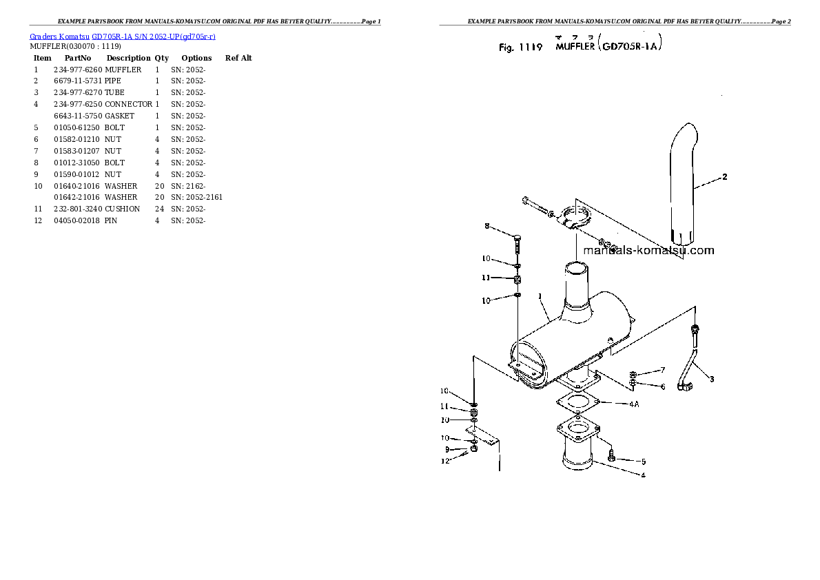 Protected: GD705R-1A S/N 2052-UP Partsbook