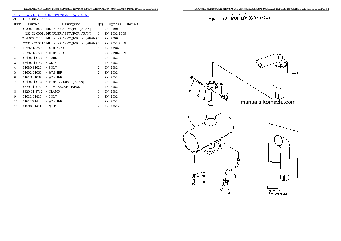Protected: GD705R-1 S/N 2052-UP (Engineering Works Spec.) Partsbook