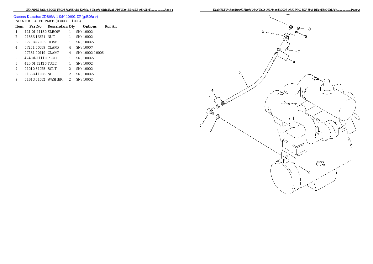 GD805A-1 S/N 10002-UP Partsbook