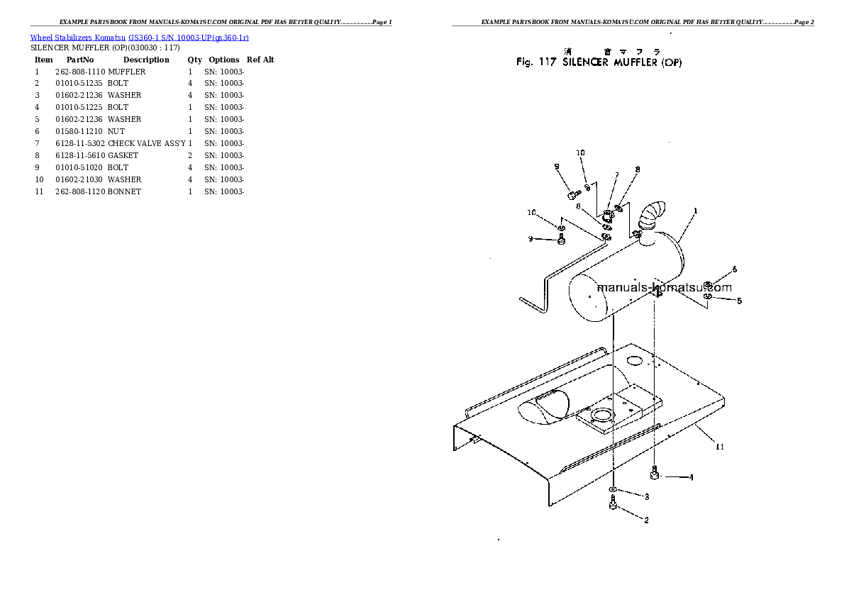 GS360-1 S/N 10003-UP Partsbook