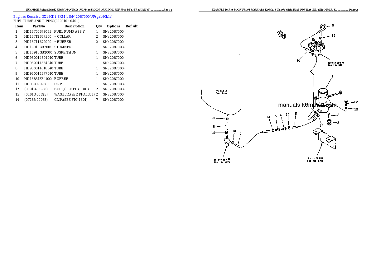 Protected: GX160K1-SKM-1 S/N 2087000-UP Partsbook