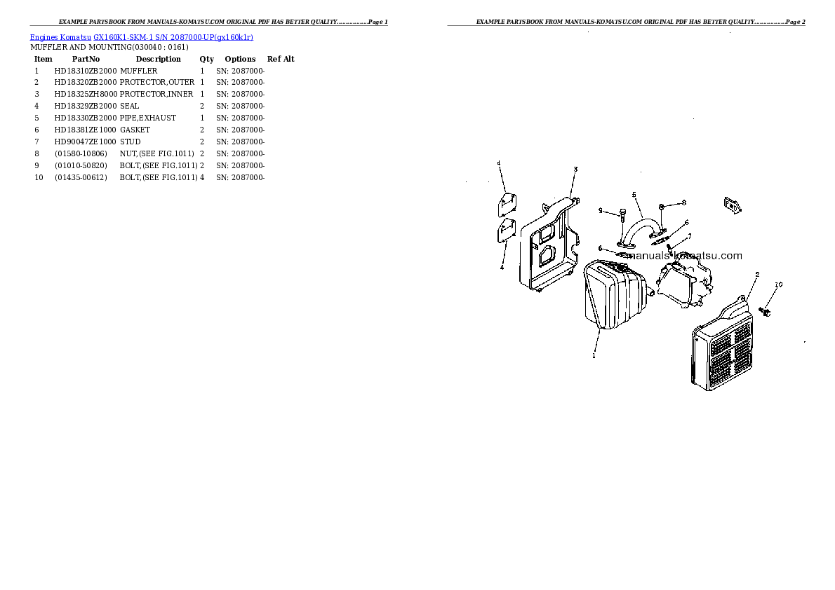 Protected: GX160K1-SKM-1 S/N 2087000-UP Partsbook