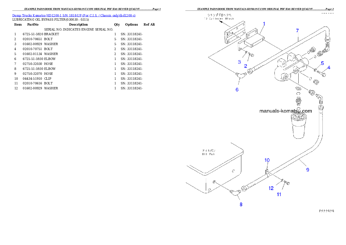 HD1200-1 S/N 1818-UP (For C.I.S. / Chassis only) Partsbook