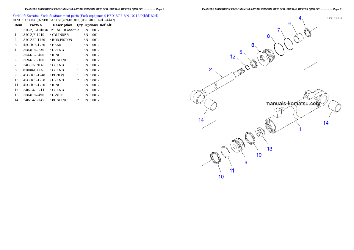 Protected: HFD157-2 S/N 1001-UP Partsbook