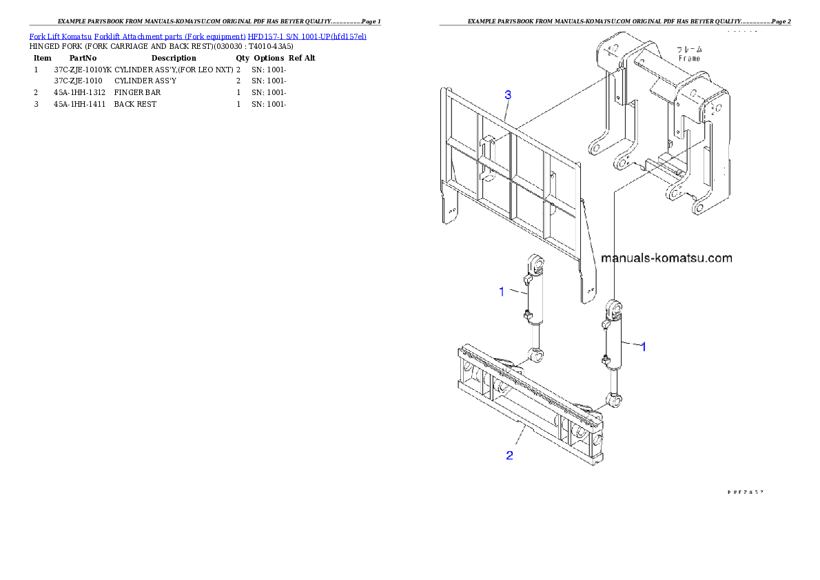Protected: HFD157-1 S/N 1001-UP Partsbook