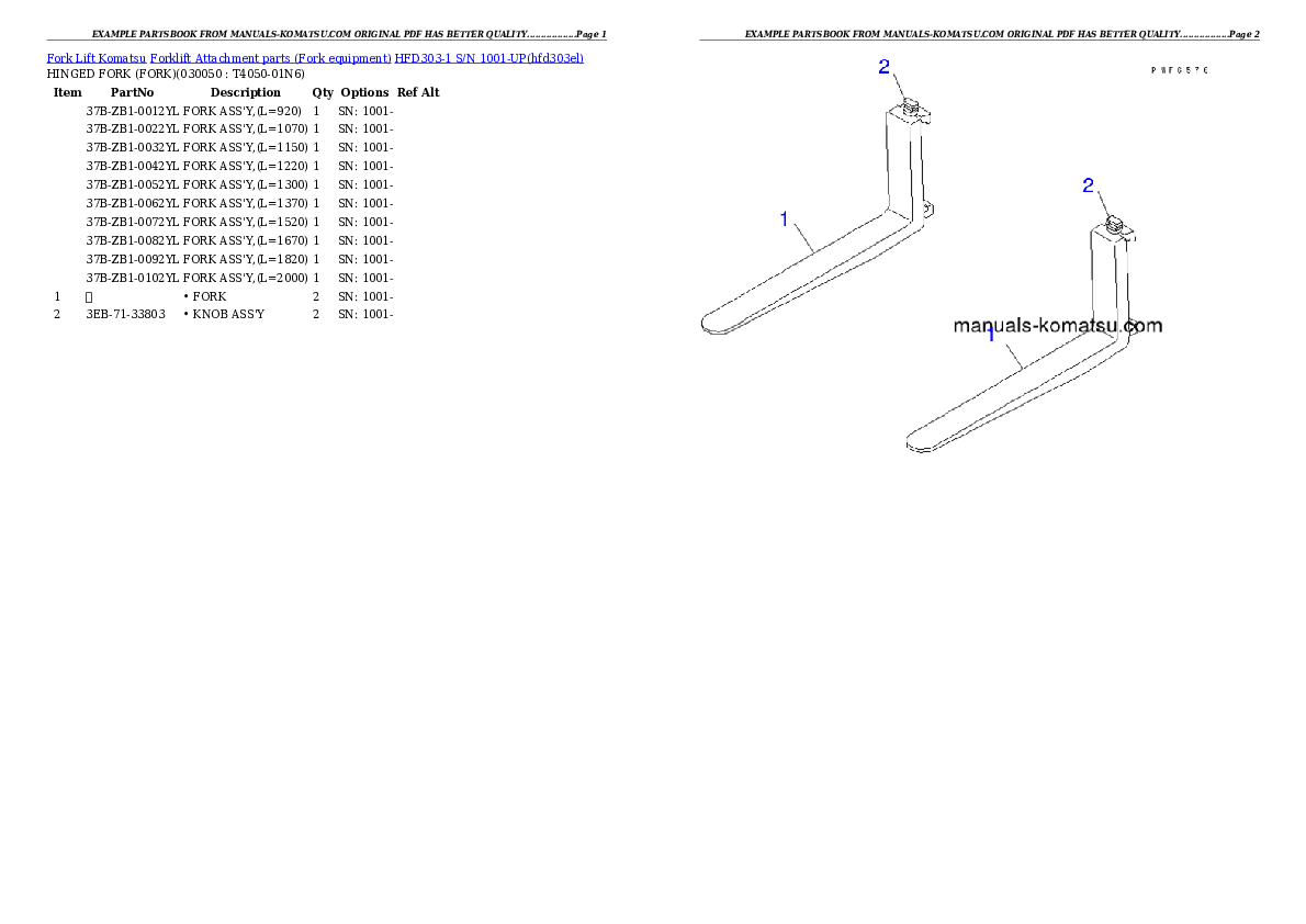 Protected: HFD303-1 S/N 1001-UP Partsbook