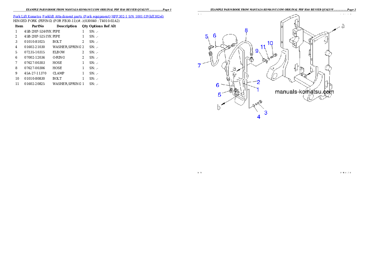Protected: HFF302-1 S/N 1001-UP Partsbook