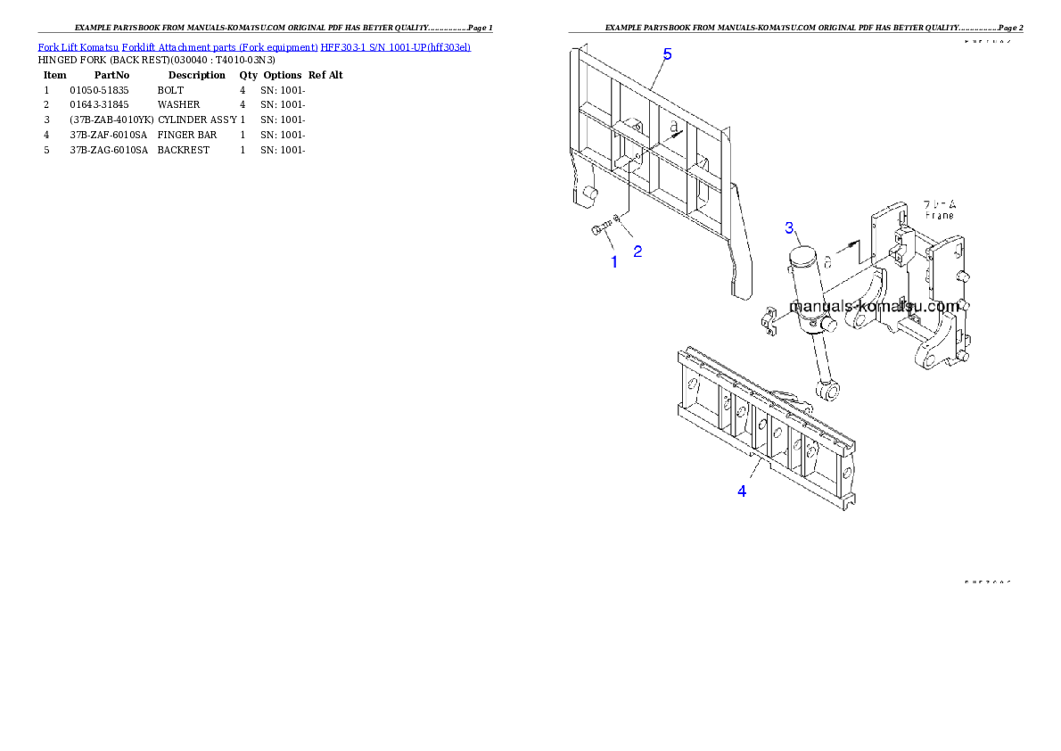Protected: HFF303-1 S/N 1001-UP Partsbook