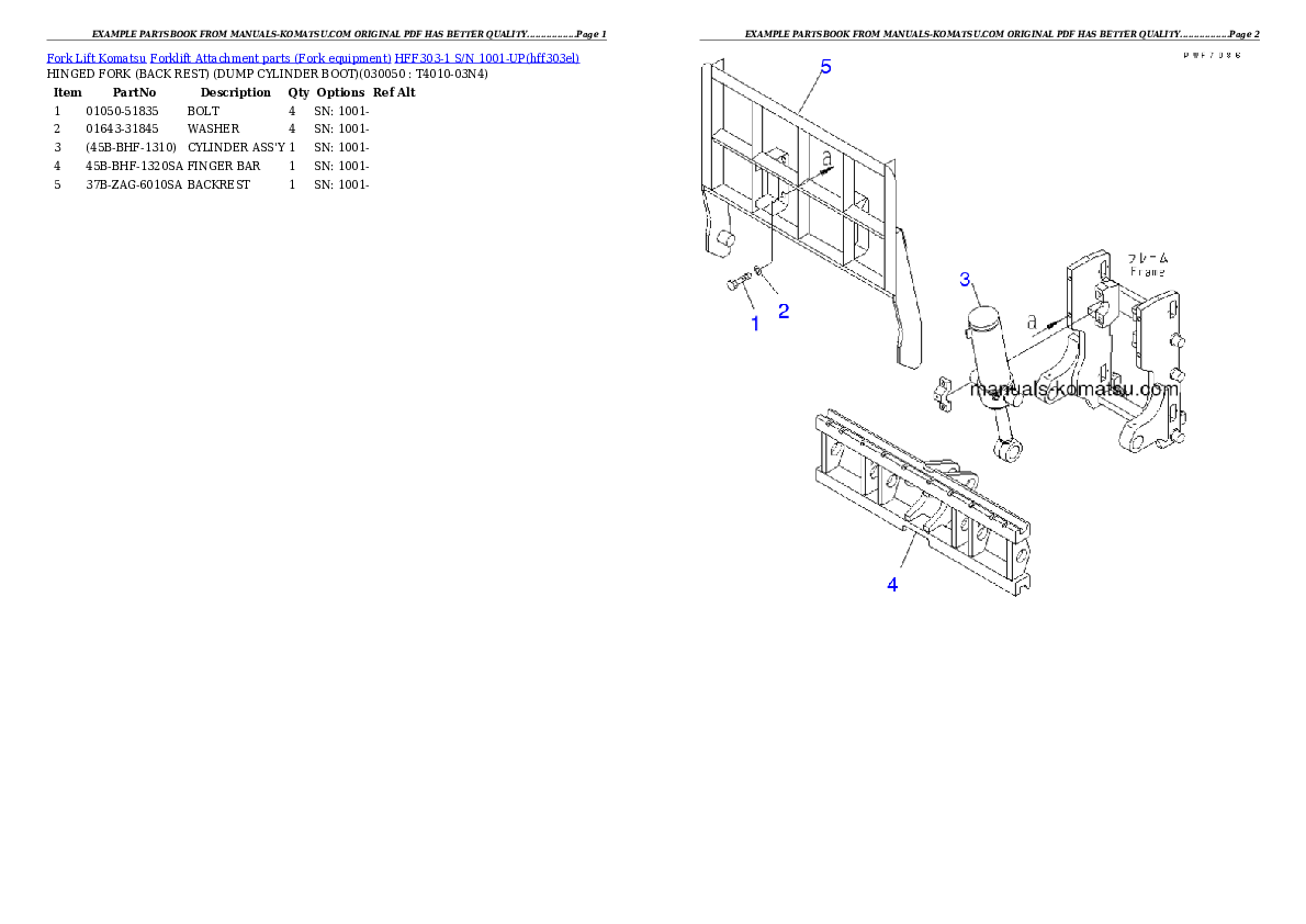 Protected: HFF303-1 S/N 1001-UP Partsbook