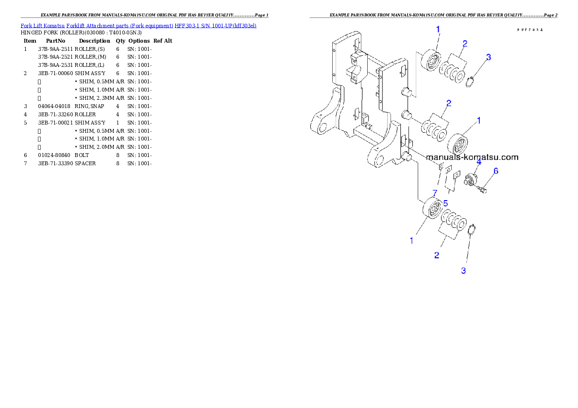 Protected: HFF303-1 S/N 1001-UP Partsbook