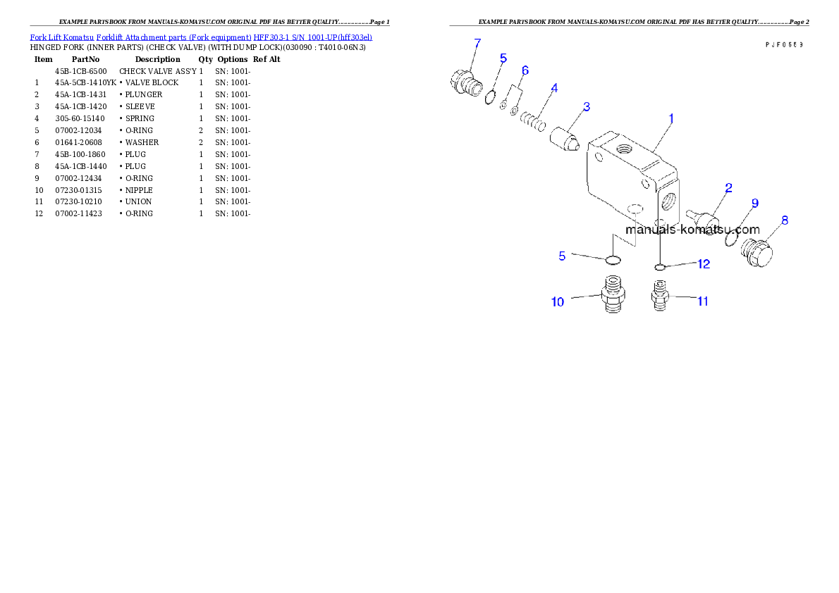 Protected: HFF303-1 S/N 1001-UP Partsbook