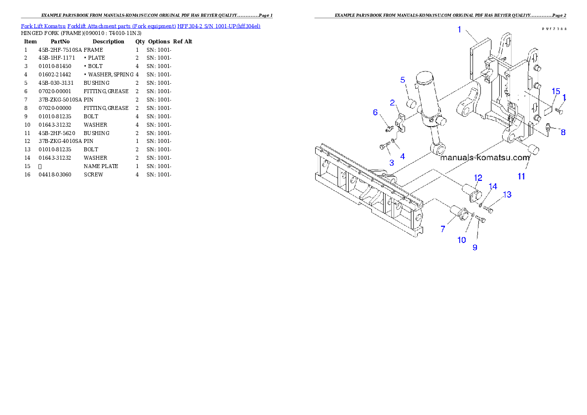 Protected: HFF304-2 S/N 1001-UP Partsbook