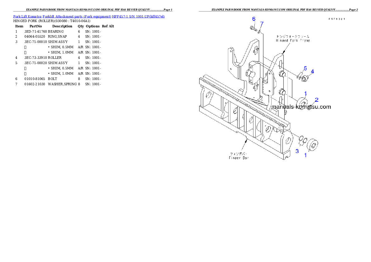 Protected: HFF457-1 S/N 1001-UP Partsbook