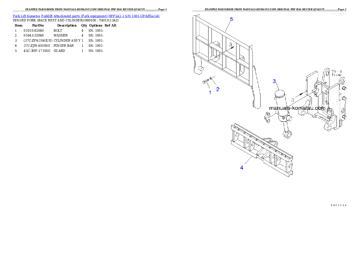 Protected: HFF5A1-1 S/N 1001-UP Partsbook