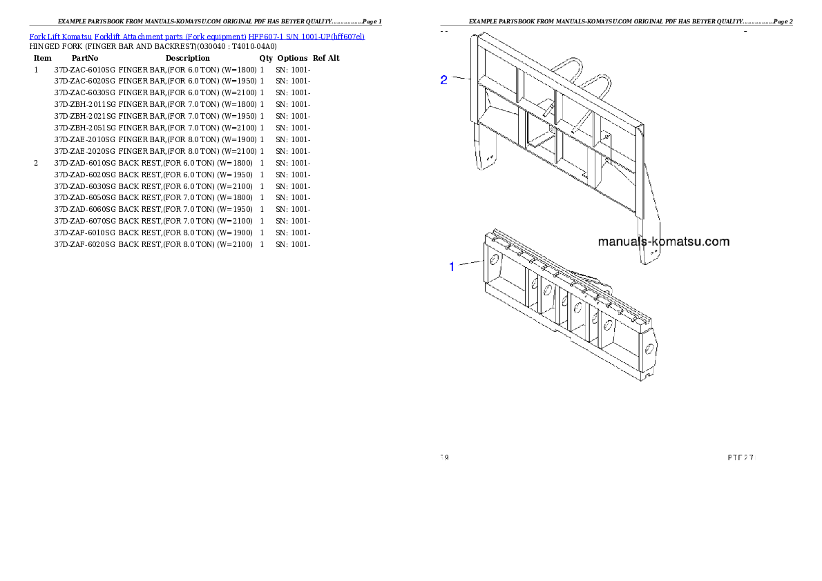 Protected: HFF607-1 S/N 1001-UP Partsbook