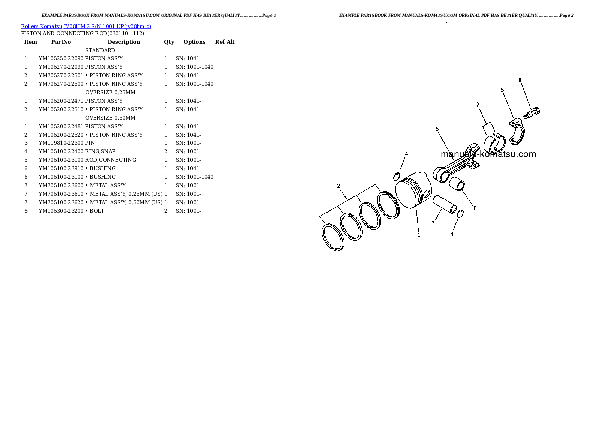 Protected: JV08HM-2 S/N 1001-UP Partsbook
