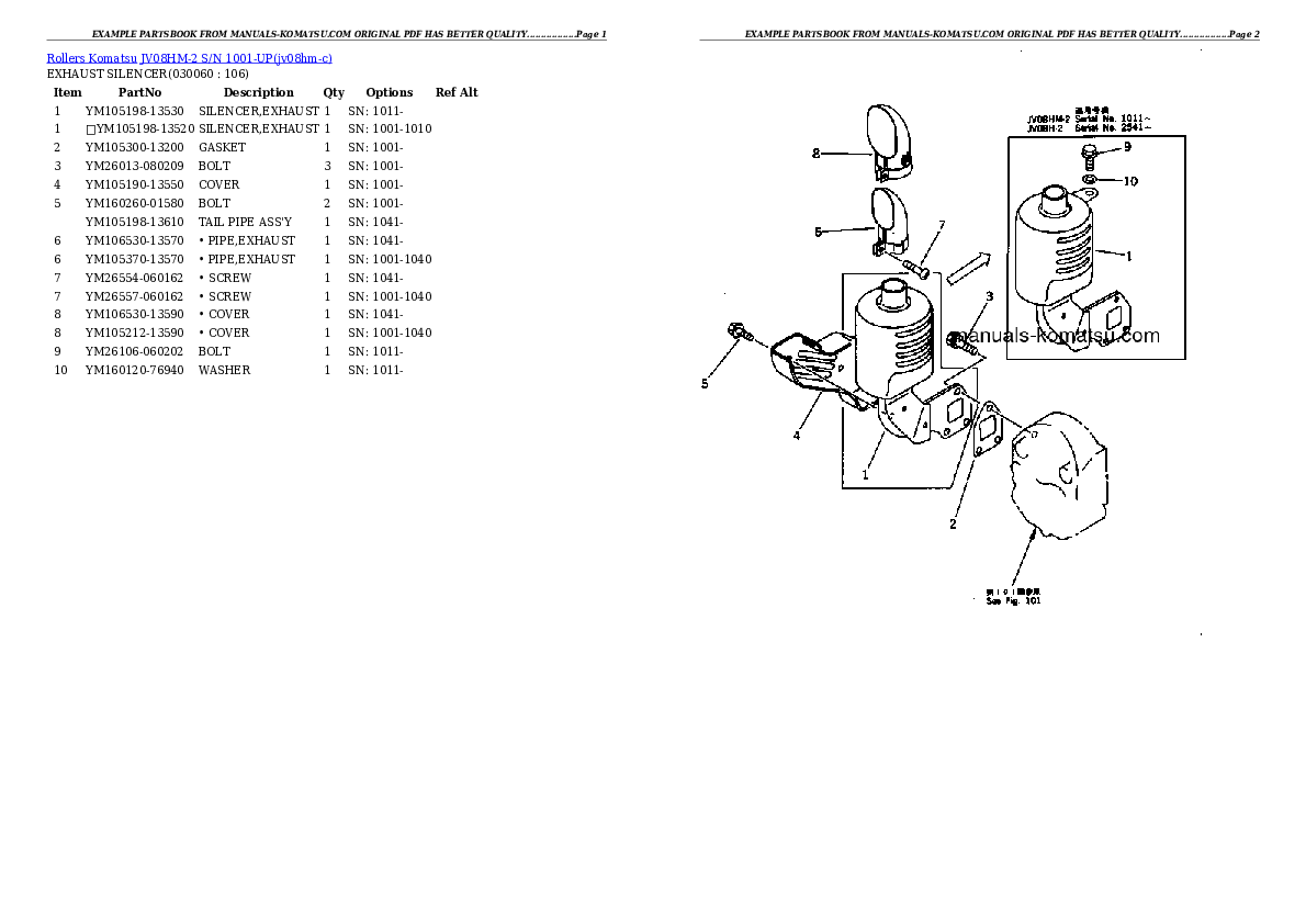 Protected: JV08HM-2 S/N 1001-UP Partsbook