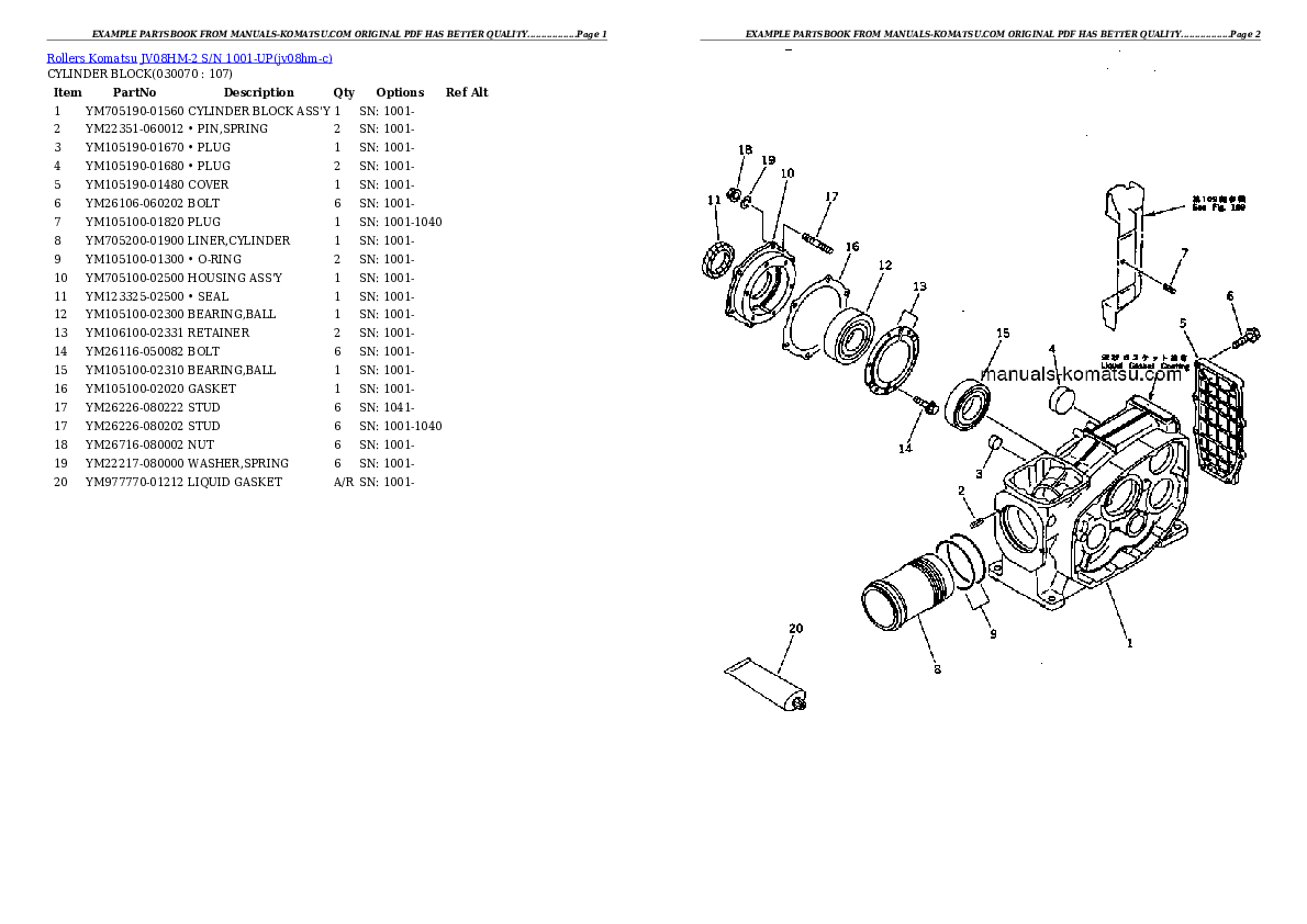 Protected: JV08HM-2 S/N 1001-UP Partsbook