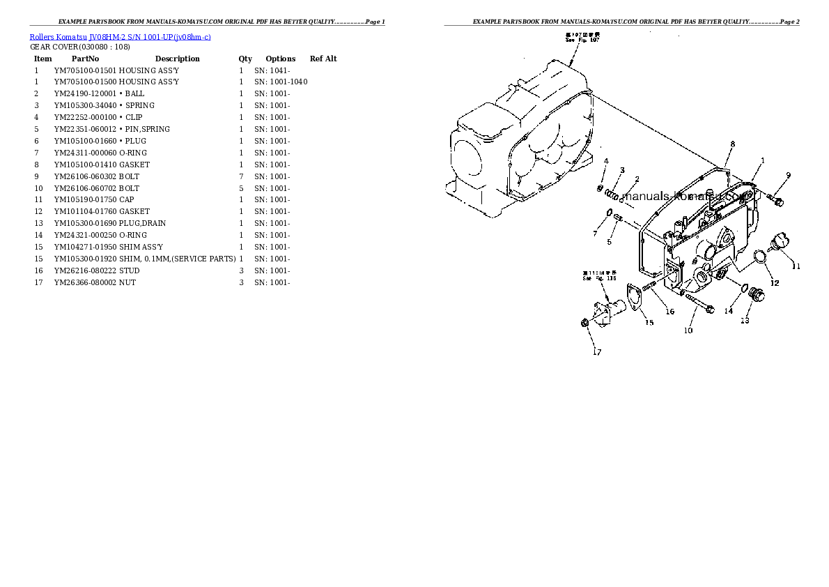 Protected: JV08HM-2 S/N 1001-UP Partsbook