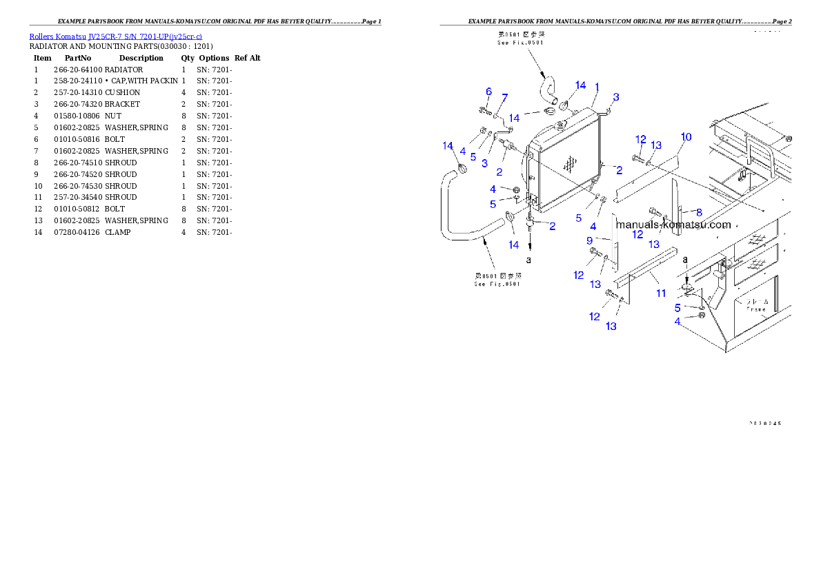 JV25CR-7 S/N 7201-UP Partsbook