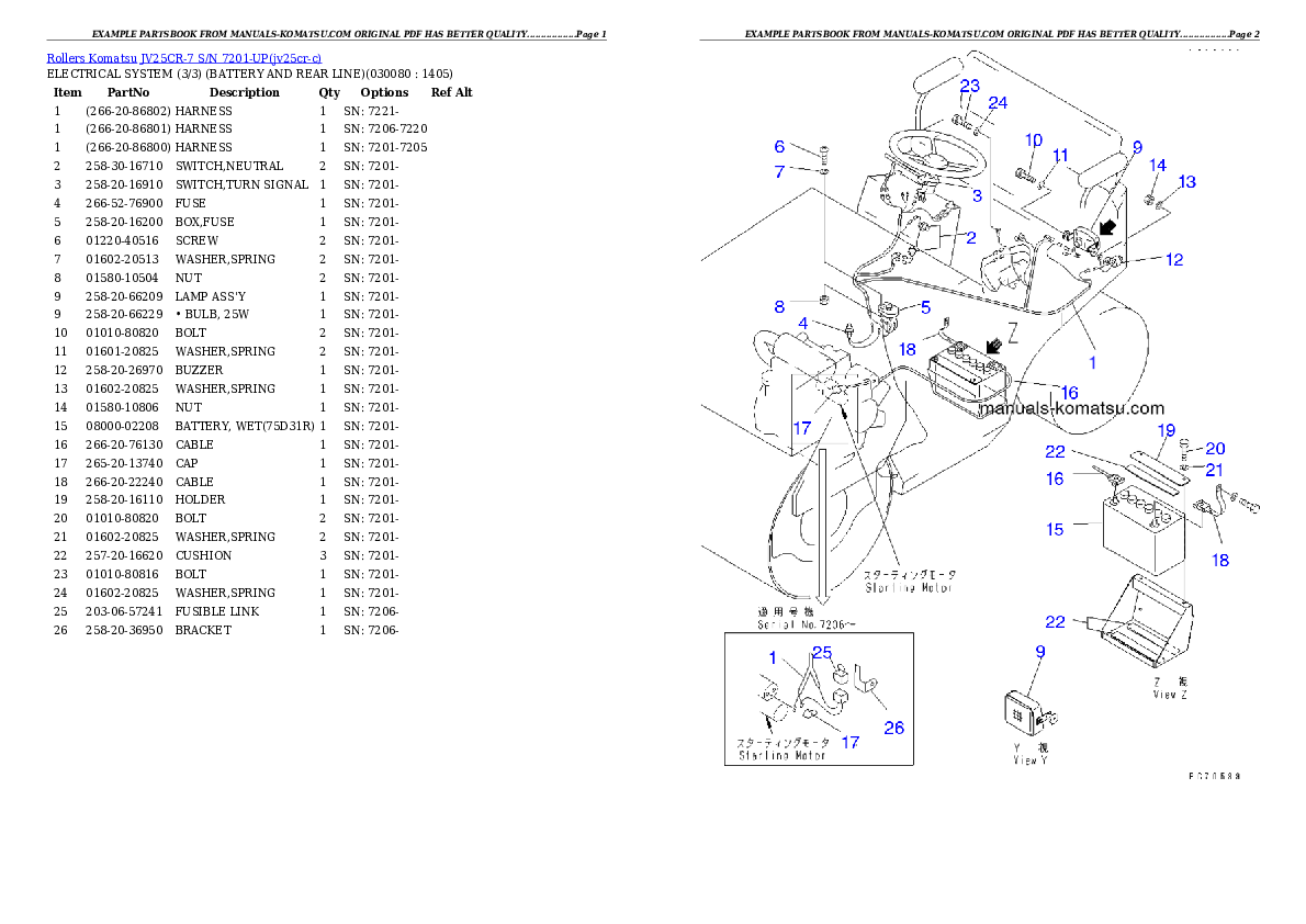 Protected: JV25CR-7 S/N 7201-UP Partsbook