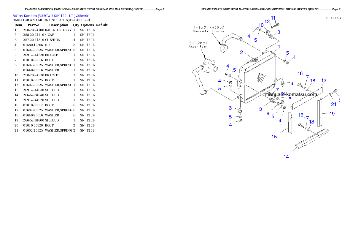 Protected: JV25CW-2 S/N 1201-UP Partsbook